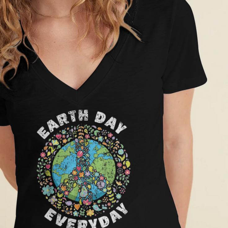 Everyday Earth Day Women's Jersey Short Sleeve Deep V-Neck Tshirt