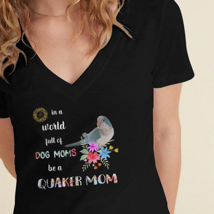 Funny Be A Blue Quaker Parrot Bird Mom Mother Women's Jersey Short Sleeve Deep V-Neck Tshirt