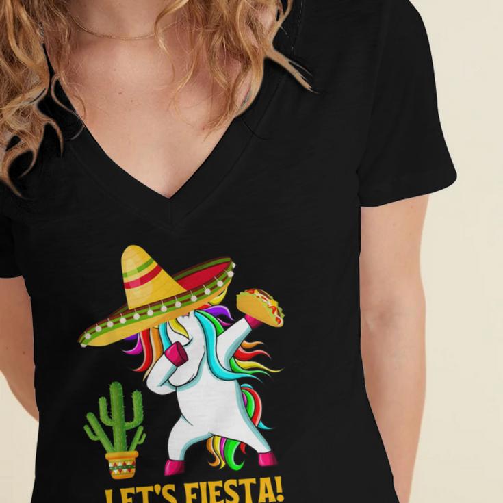 Funny Dabbing Taco Cinco De May Mexican Food V4 Women's Jersey Short Sleeve Deep V-Neck Tshirt