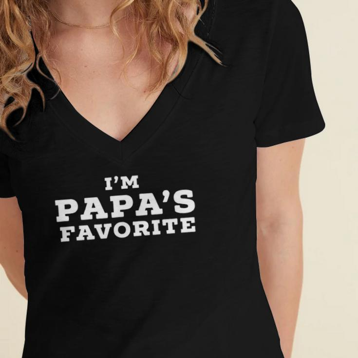 Funny Im Papas Favorite Design For Children Kids Women's Jersey Short Sleeve Deep V-Neck Tshirt