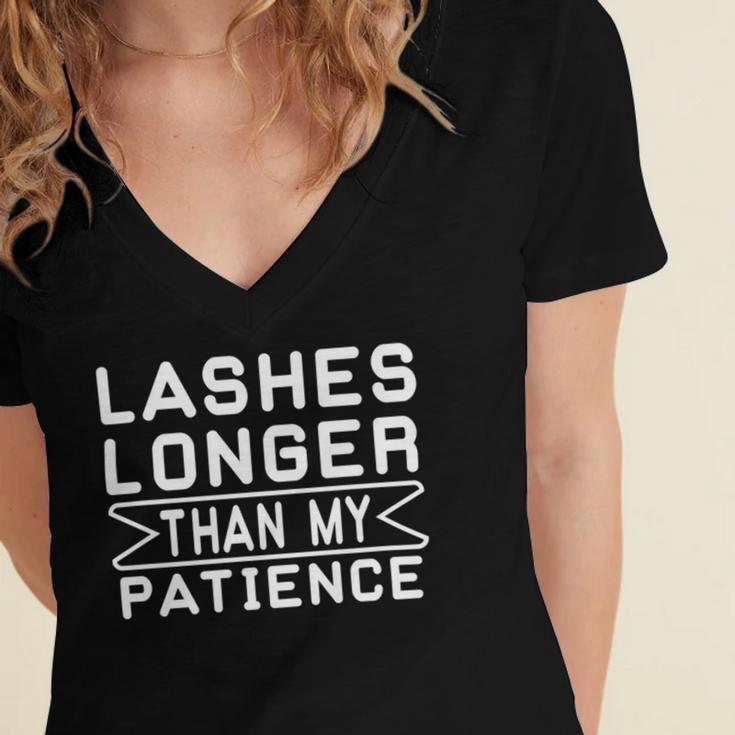 Funny Lashes Longer Than My Patience Women's Jersey Short Sleeve Deep V-Neck Tshirt