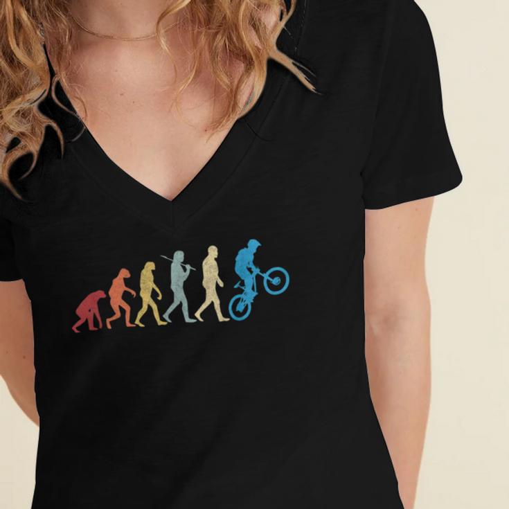 Funny Mountain Bike Evolution Biker Best V2 Women's Jersey Short Sleeve Deep V-Neck Tshirt