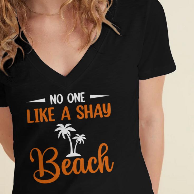 Funny No One Like A Shay Beach Palm Tree Summer Vacation Women's Jersey Short Sleeve Deep V-Neck Tshirt