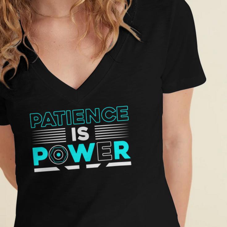 Funny Patience Is Power Women's Jersey Short Sleeve Deep V-Neck Tshirt