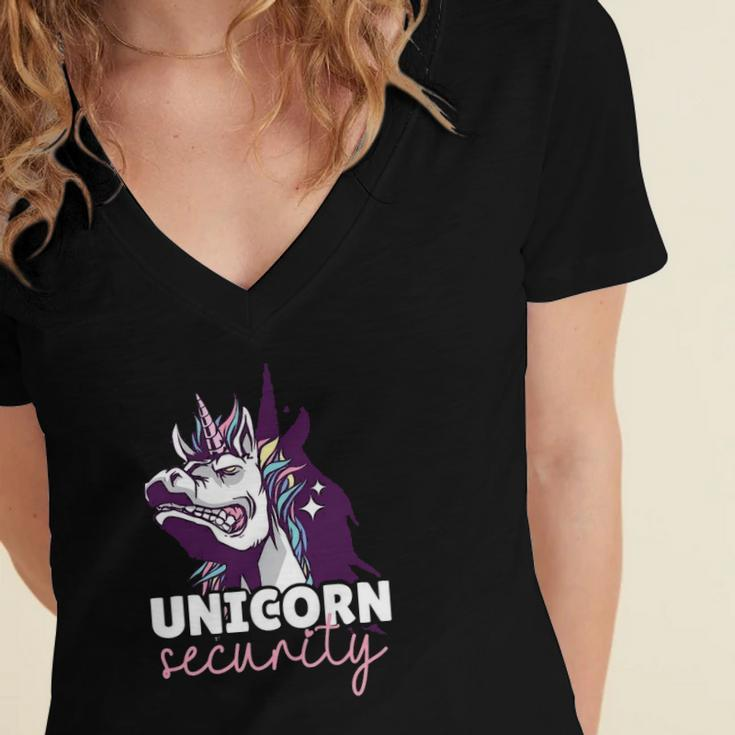 Funny Unicorn Design For Girls And Woman Unicorn Security Women's Jersey Short Sleeve Deep V-Neck Tshirt