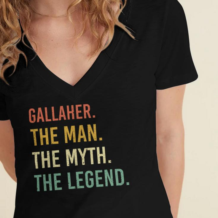 Gallaher Name Shirt Gallaher Family Name V2 Women's Jersey Short Sleeve Deep V-Neck Tshirt