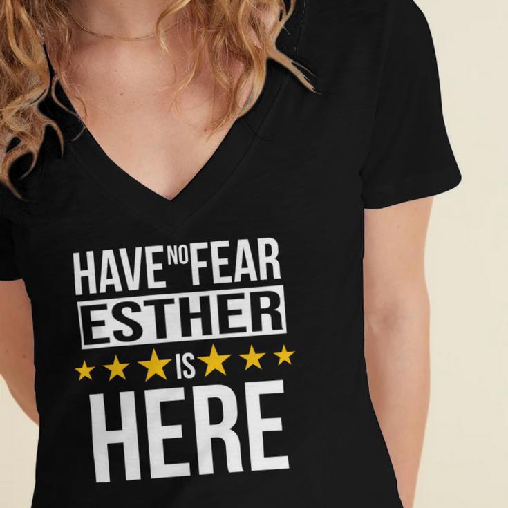 Have No Fear Esther Is Here Name Women's Jersey Short Sleeve Deep V-Neck Tshirt