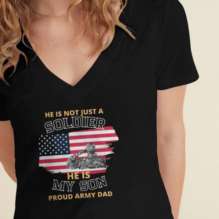 He Is Not Just A Soldier He Is My Son Women's Jersey Short Sleeve Deep V-Neck Tshirt