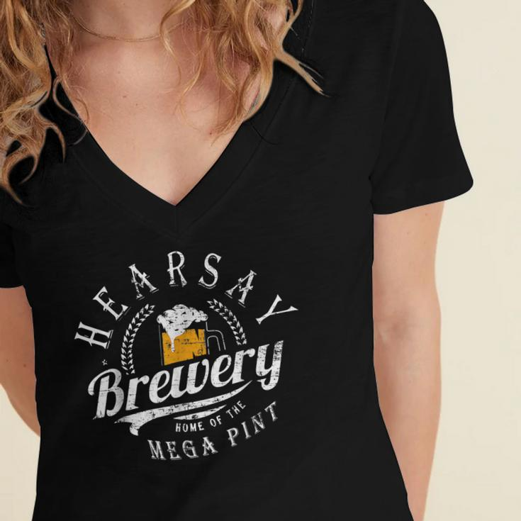 Hearsay Brewing Co Home Of The Mega Pint That’S Hearsay V2 Women's Jersey Short Sleeve Deep V-Neck Tshirt