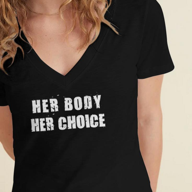 Her Body Her Choice Texas Womens Rights Grunge Distressed Women's Jersey Short Sleeve Deep V-Neck Tshirt