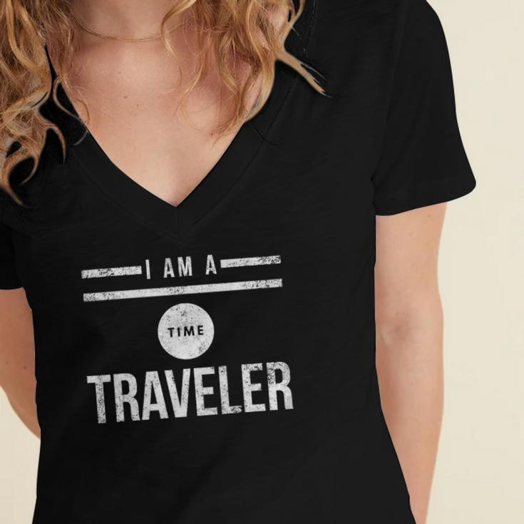 I Am A Time Traveler Women's Jersey Short Sleeve Deep V-Neck Tshirt