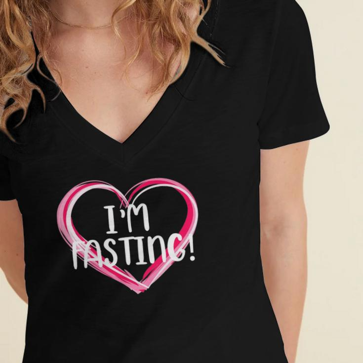 Intermittent Fasting - Im Fasting Women's Jersey Short Sleeve Deep V-Neck Tshirt