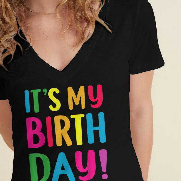 Its My Birthday For Ns Birthday Gift Women's Jersey Short Sleeve Deep V-Neck Tshirt