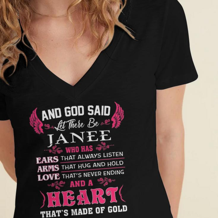 Janee Name Gift And God Said Let There Be Janee Women's Jersey Short Sleeve Deep V-Neck Tshirt
