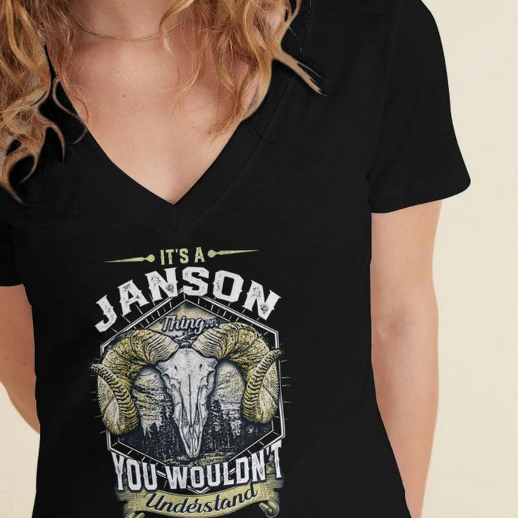 Janson Name Shirt Janson Family Name V4 Women's Jersey Short Sleeve Deep V-Neck Tshirt