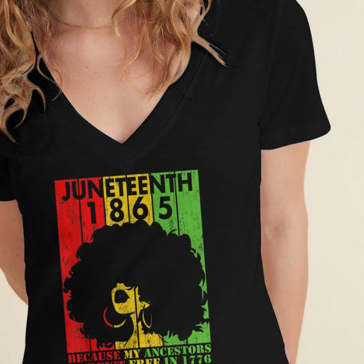 Junenth 1865 Because My Ancestors Werent Free In 1776 Women's Jersey Short Sleeve Deep V-Neck Tshirt