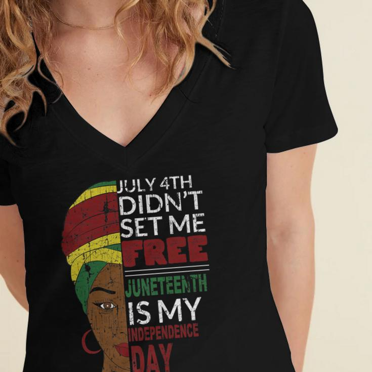 Juneteenth Is My Independence Day Not July 4Th Women's Jersey Short Sleeve Deep V-Neck Tshirt