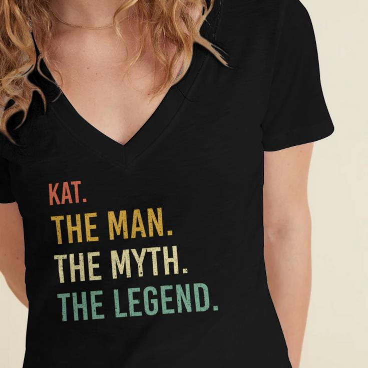 Kat Name Shirt Kat Family Name V4 Women's Jersey Short Sleeve Deep V-Neck Tshirt