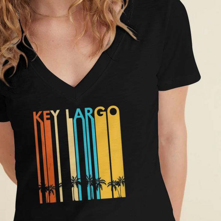 Key Largo Florida Retro Vintage Home Mens Womens Gift Women's Jersey Short Sleeve Deep V-Neck Tshirt