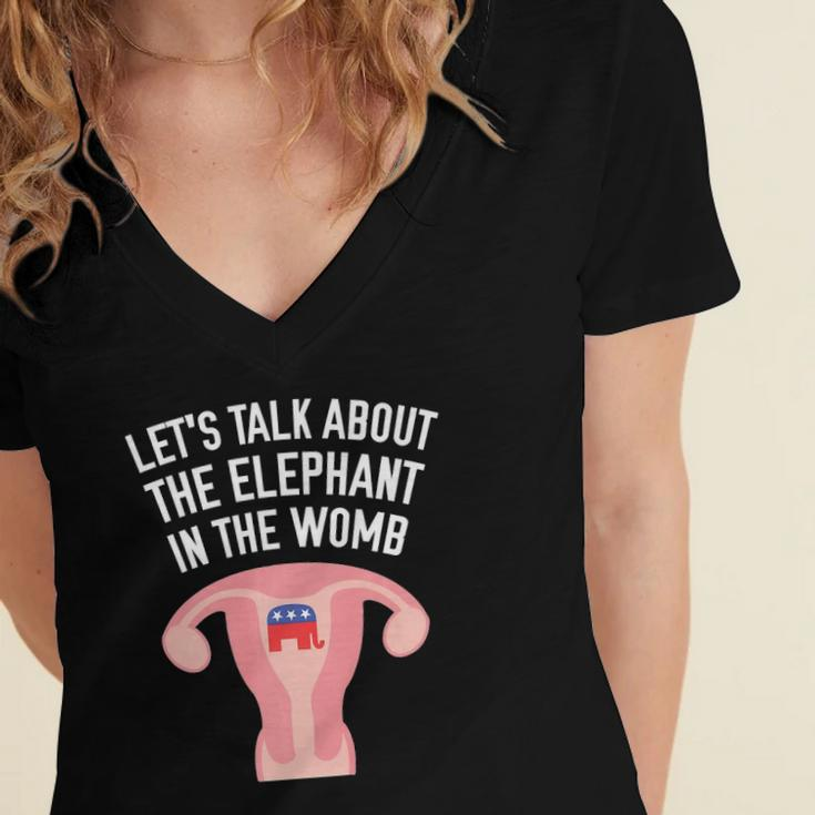 Lets Talk About The Elephant In The Womb Feminist Women's Jersey Short Sleeve Deep V-Neck Tshirt