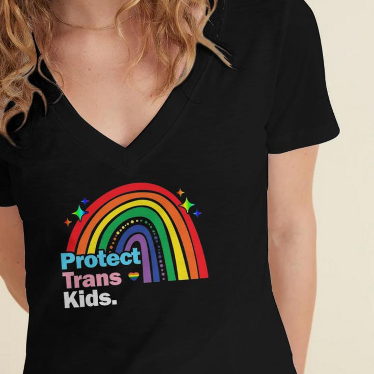 Lgbt Support Protect Trans Kid Pride Lgbt Rainbow Women's Jersey Short Sleeve Deep V-Neck Tshirt