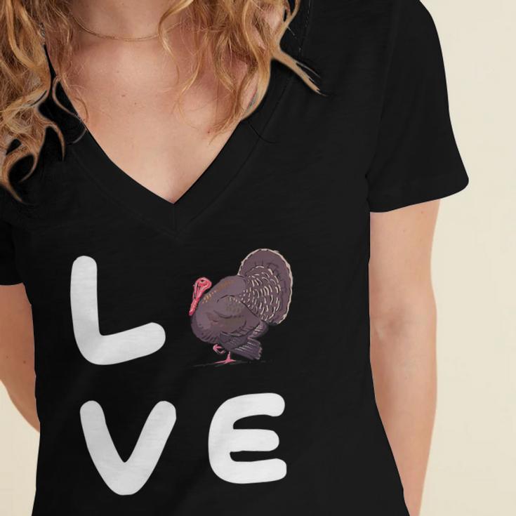 Love Turkeys Funny Turkey Thanksgiving 16 Shirt Women's Jersey Short Sleeve Deep V-Neck Tshirt