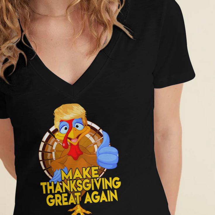 Make Thanksgiving Great Again Funny 2 Shirt Women's Jersey Short Sleeve Deep V-Neck Tshirt