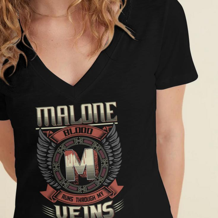 Malone Blood Run Through My Veins Name V9 Women's Jersey Short Sleeve Deep V-Neck Tshirt
