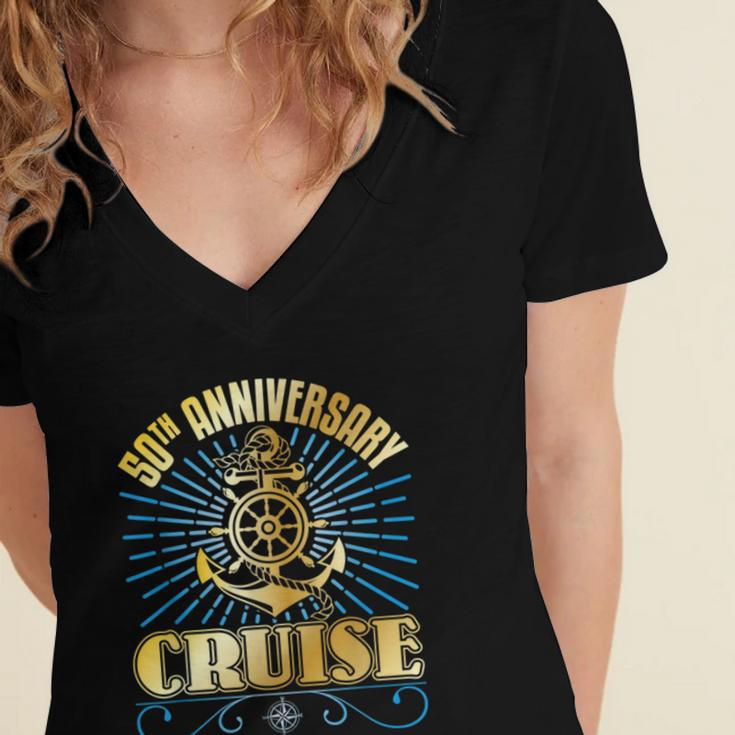 Matching Couples Cruising 50Th Anniversary Cruise Women's Jersey Short Sleeve Deep V-Neck Tshirt