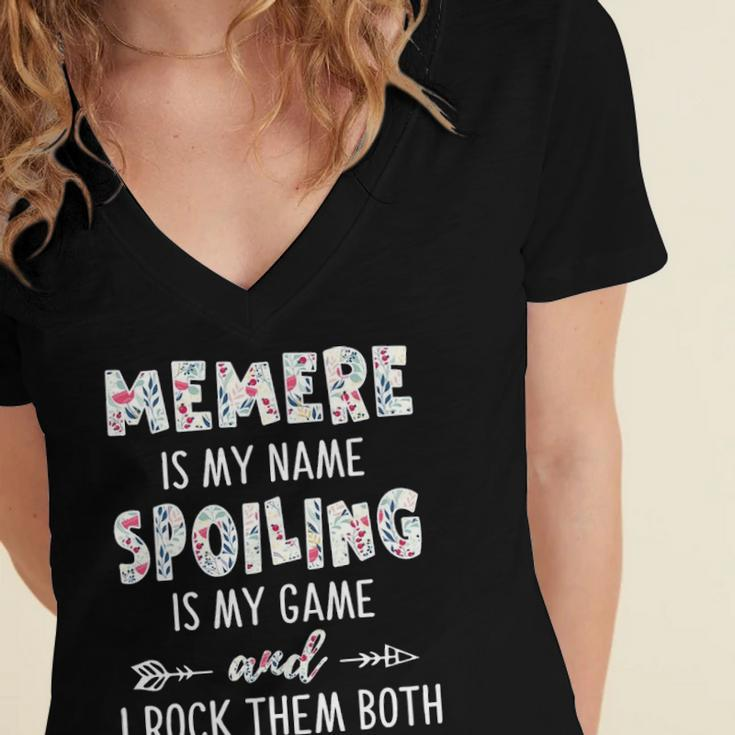 Memere Grandma Gift Memere Is My Name Spoiling Is My Game Women's Jersey Short Sleeve Deep V-Neck Tshirt