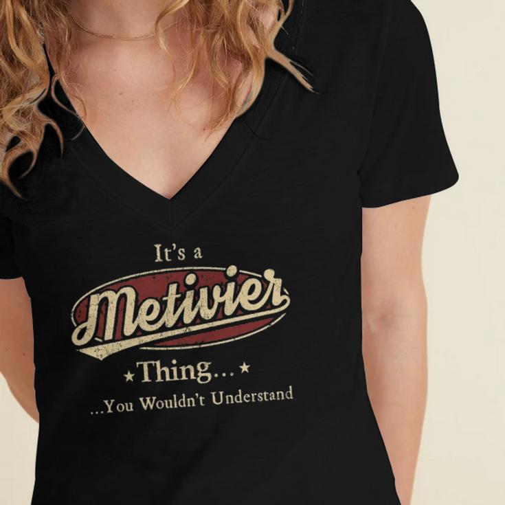 Metivier Shirt Personalized Name GiftsShirt Name Print T Shirts Shirts With Name Metivier Women's Jersey Short Sleeve Deep V-Neck Tshirt