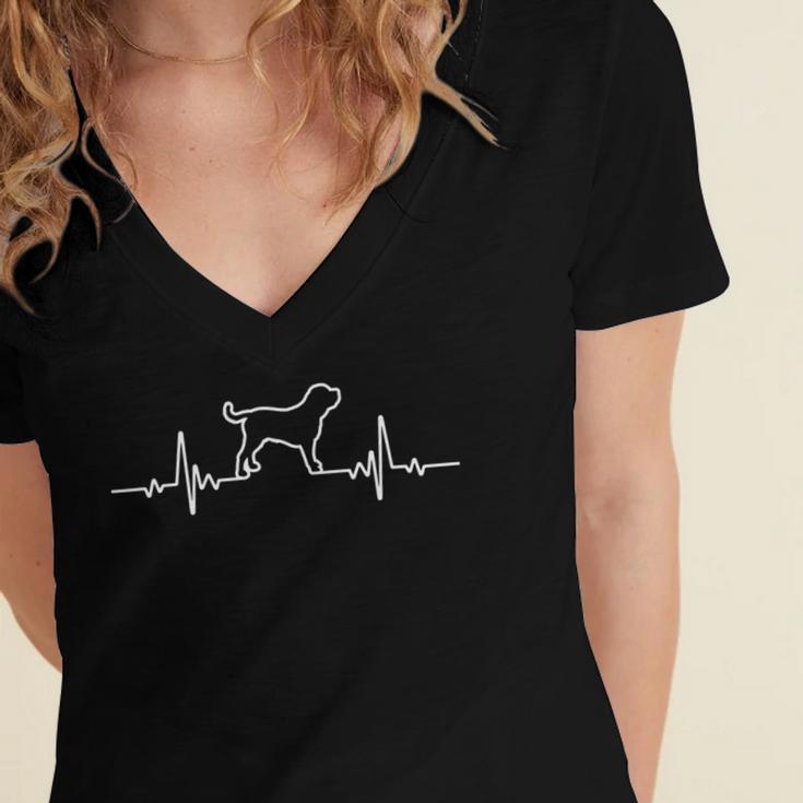 Minimalist Heartbeat English Mastiff Women's Jersey Short Sleeve Deep V-Neck Tshirt