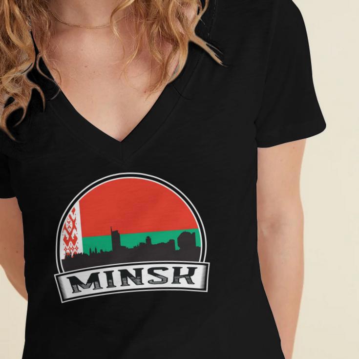 Minsk 754 Trending Shirt Women's Jersey Short Sleeve Deep V-Neck Tshirt