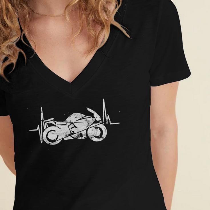 Motorcycle Heartbeat Dreaming Racing 496 Shirt Women's Jersey Short Sleeve Deep V-Neck Tshirt