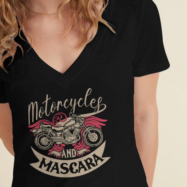 Motorcycles Mascara Moped Chopper 463 Shirt Women's Jersey Short Sleeve Deep V-Neck Tshirt