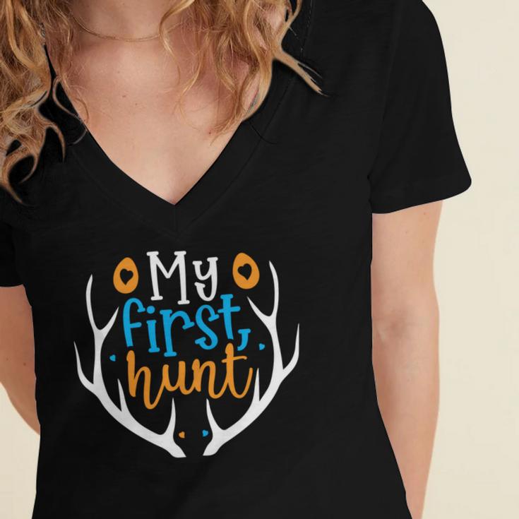 My First Hunt 706 Trending Shirt Women's Jersey Short Sleeve Deep V-Neck Tshirt