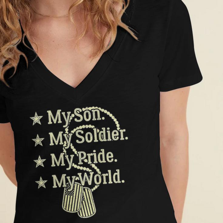 My Son Is A Soldier Hero Proud 707 Shirt Women's Jersey Short Sleeve Deep V-Neck Tshirt