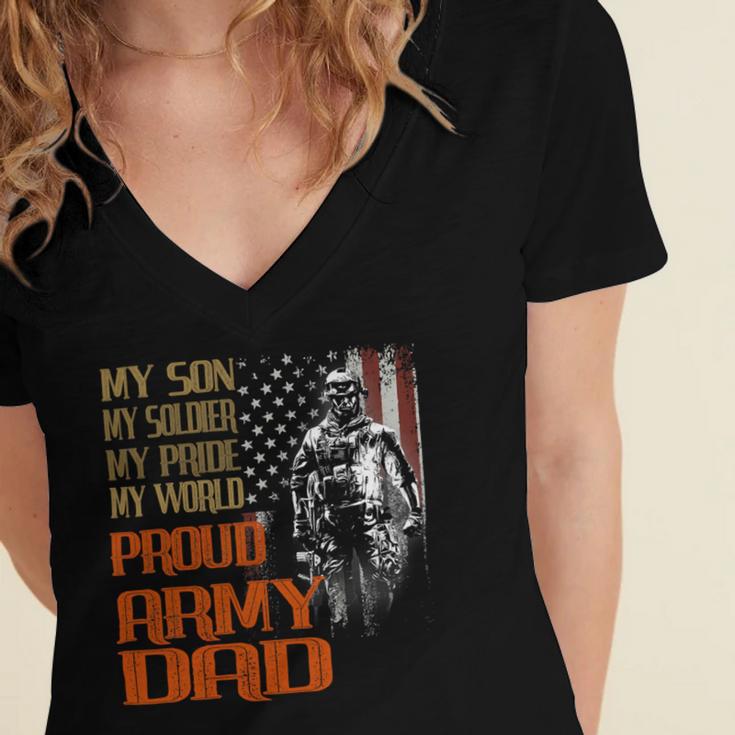 My Son Is A Soldier Hero Proud Army 708 Shirt Women's Jersey Short Sleeve Deep V-Neck Tshirt