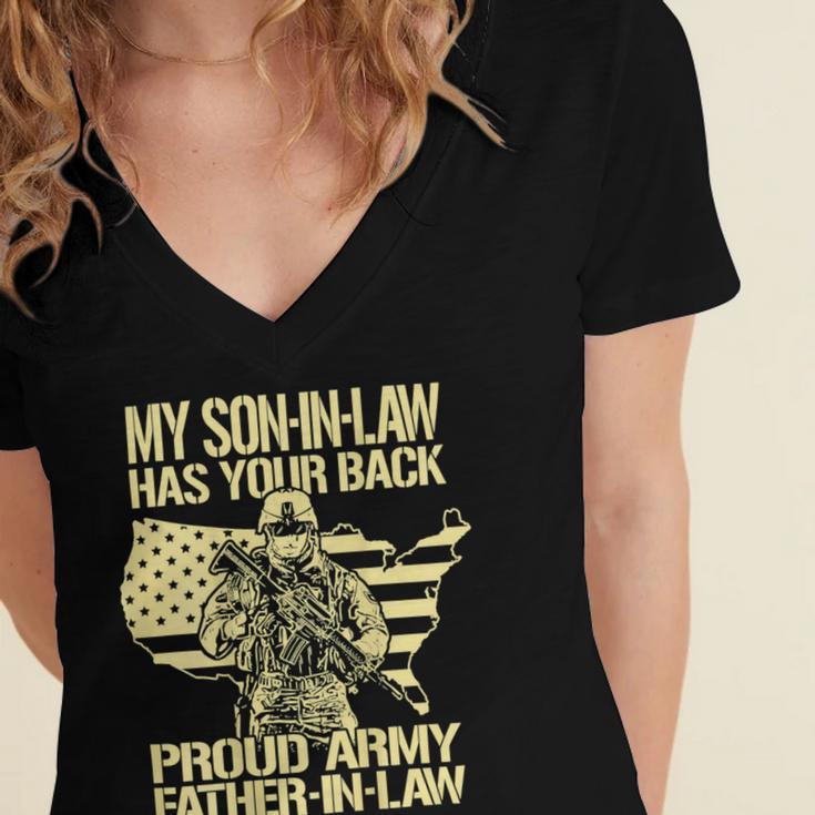 My Soninlaw Has Your Back Proud Army 688 Shirt Women's Jersey Short Sleeve Deep V-Neck Tshirt