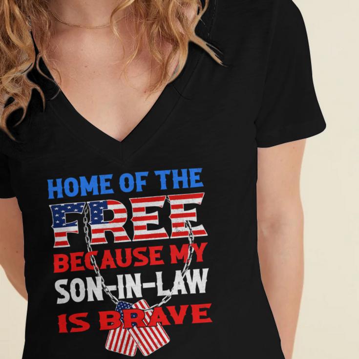 My Soninlaw Is Brave Home Of The Free 687 Shirt Women's Jersey Short Sleeve Deep V-Neck Tshirt