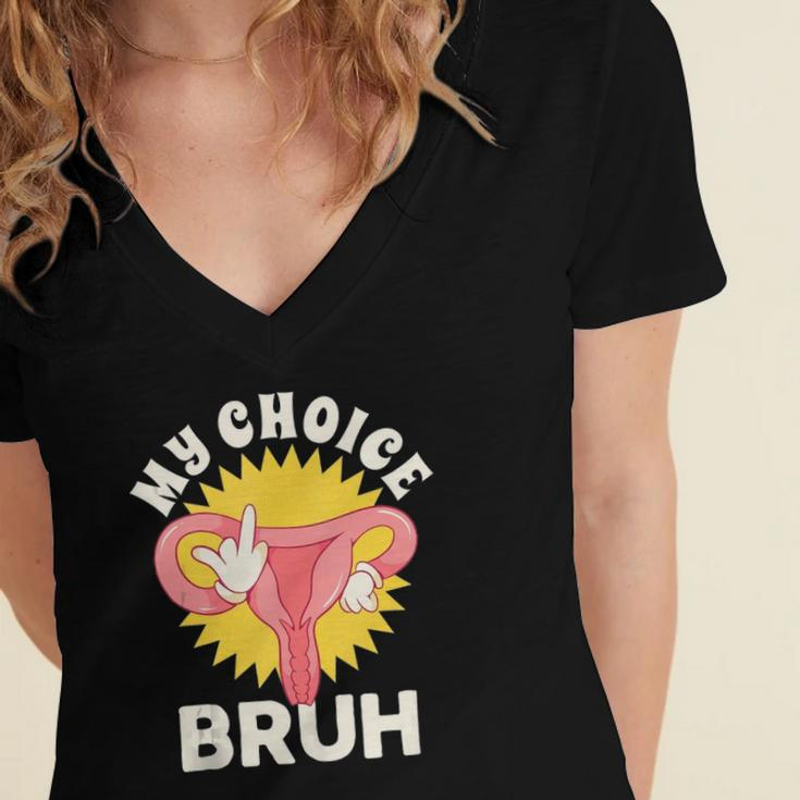 My Uterus My Choice Pro Choice Reproductive Rights Women's Jersey Short Sleeve Deep V-Neck Tshirt