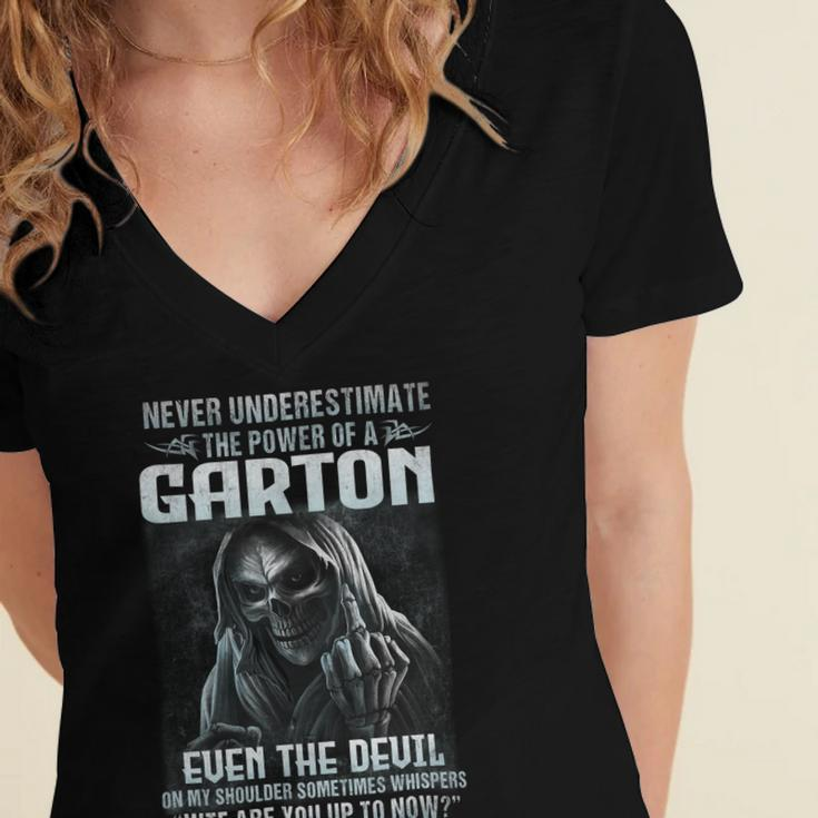 Never Underestimate The Power Of An Garton Even The Devil V3 Women's Jersey Short Sleeve Deep V-Neck Tshirt