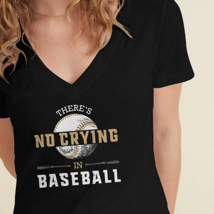 No Crying In Baseball Funny Cool Player Coach Fan Gift Women's Jersey Short Sleeve Deep V-Neck Tshirt