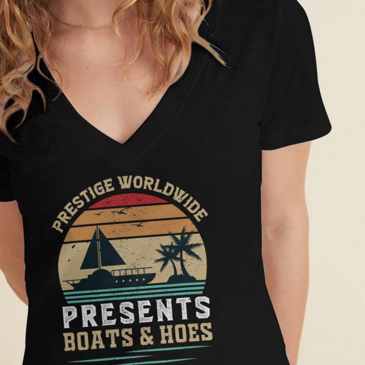 Prestigeworldwide Presentsboats Andhoes Vintage Funny Boating Boating Gifts Women's Jersey Short Sleeve Deep V-Neck Tshirt