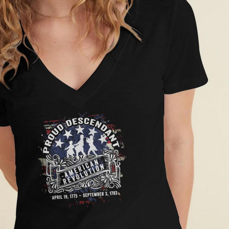 Proud Descendant American Revolution Fife And Drum 4Th Of July Women's Jersey Short Sleeve Deep V-Neck Tshirt