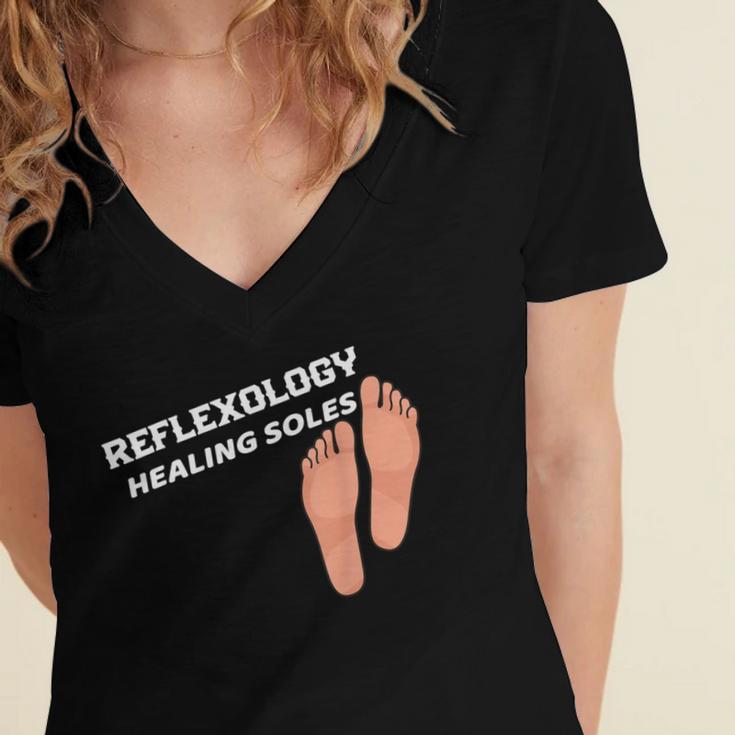 Reflexology Massage Therapist Reflexology Healing Soles Women's Jersey Short Sleeve Deep V-Neck Tshirt