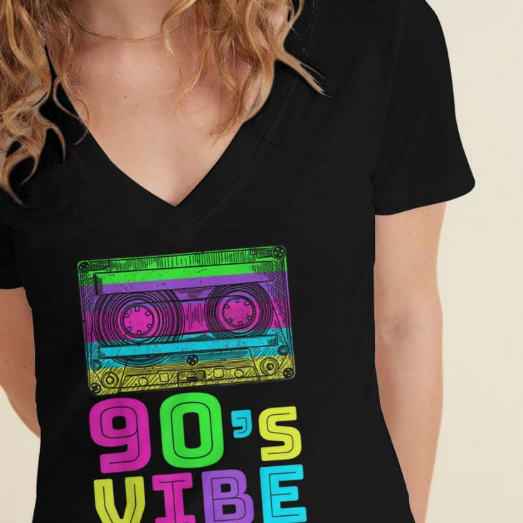 Retro Aesthetic Costume Party Outfit - 90S Vibe Women's Jersey Short Sleeve Deep V-Neck Tshirt