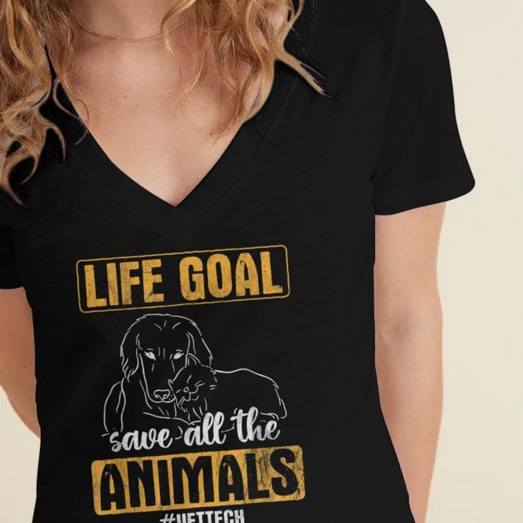 Save All The Animals Veterinary Vet Tech Women's Jersey Short Sleeve Deep V-Neck Tshirt