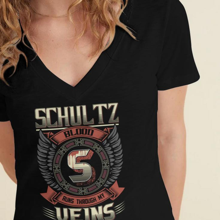 Schultz Blood Run Through My Veins Name V4 Women's Jersey Short Sleeve Deep V-Neck Tshirt
