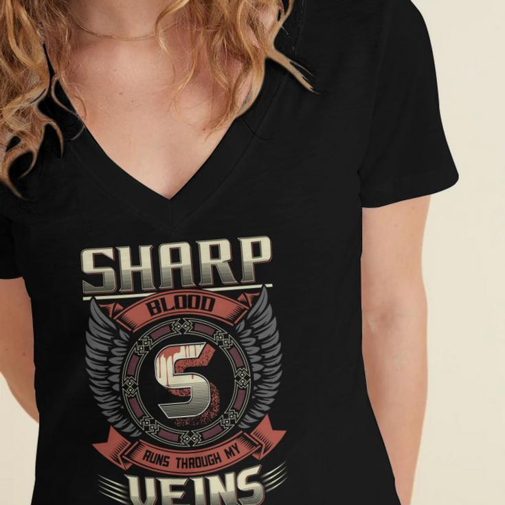 Sharp Blood Run Through My Veins Name Women's Jersey Short Sleeve Deep V-Neck Tshirt